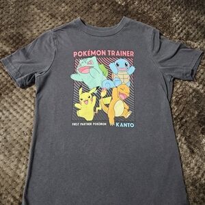 Pokemon Kids Gray T-Shirt with Pikachu, Bulbasaur, Charmander & Squirtle